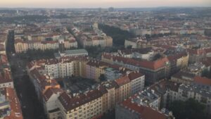 Prague's rooftops.