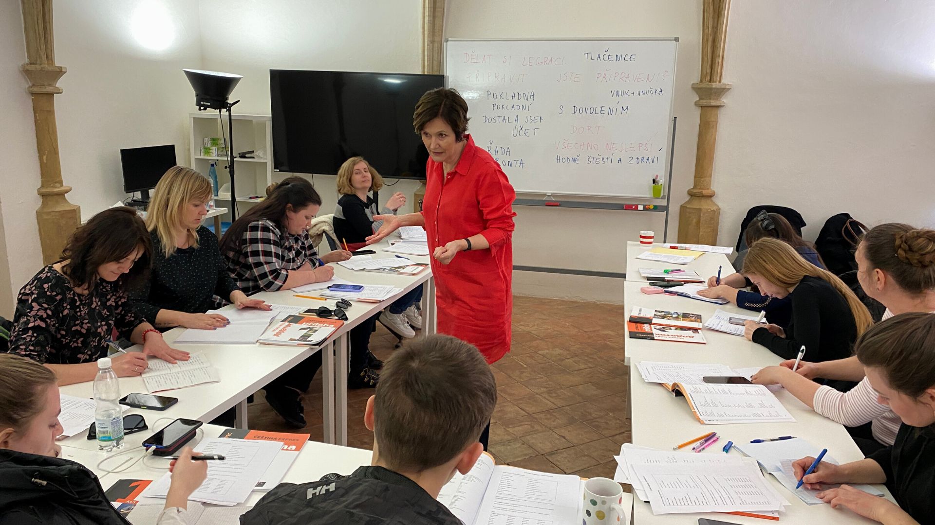 Ukrainian refugees taking a czech language class at NC State European Centre in Prague